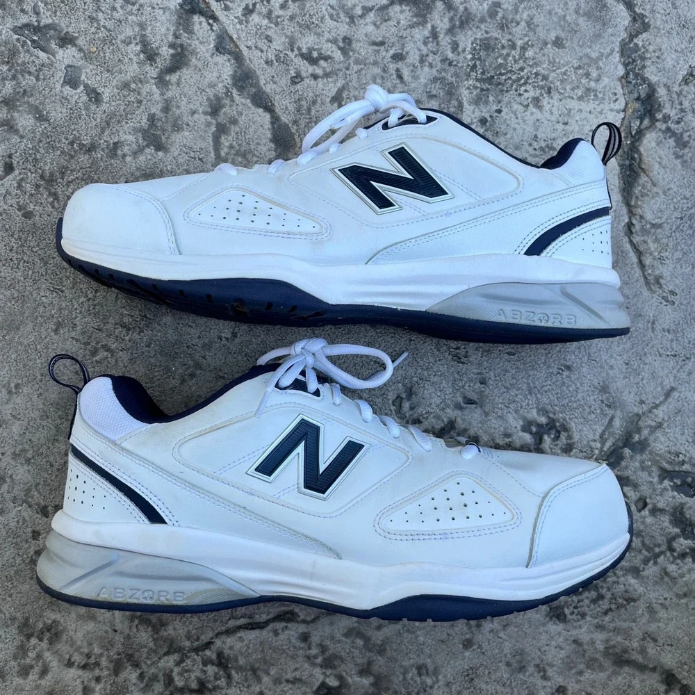 New Balance 623v3 Men 13 4E Extra Wide White Navy Leather Training Shoes walking - Picture 2 of 9